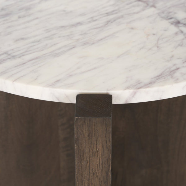 Mercana Bianca Accent Table - Elegant Round Design with Unique Marble Top, Perfect for Modern Interiors 70680