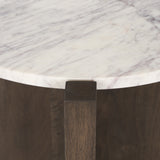 Mercana Bianca Dark Brown Wood w/ Marble Round Accent Table 70680