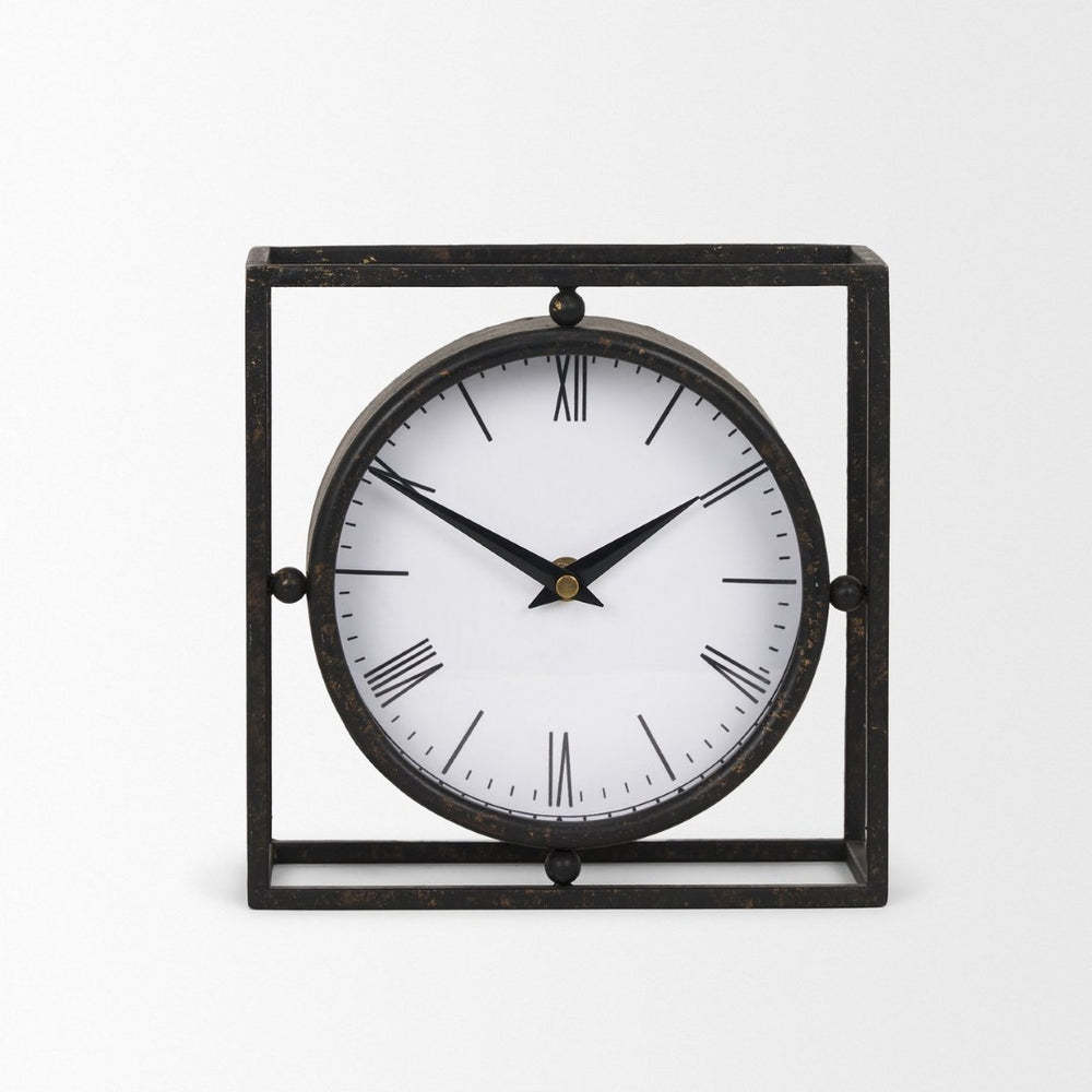 Mercana Raisa Table Clock with Vintage Gold Antiquing - Stylish Accent for Modern and Classic Interiors 70690