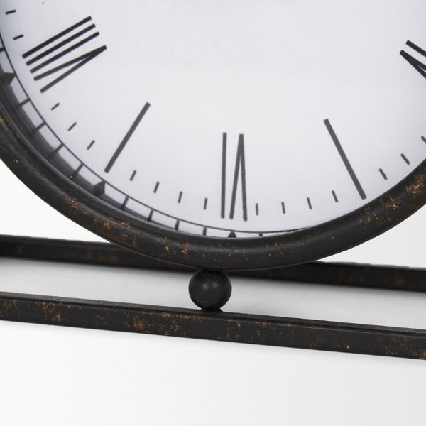 Mercana Raisa Table Clock with Vintage Gold Antiquing - Stylish Accent for Modern and Classic Interiors 70690