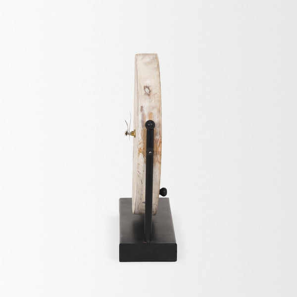 Mercana Raja Stylish Minimalist Table Clock with Natural Wood Face - Perfect Accent for Home or Office Decor 70692