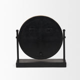 Raja Matte Black Metal with Wood Table Clock 70692 Mercana