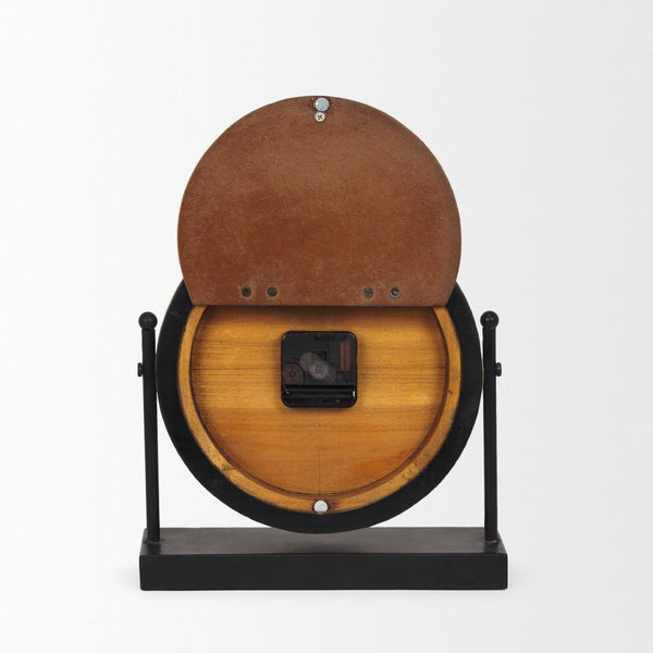 Mercana Raja Stylish Minimalist Table Clock with Natural Wood Face - Perfect Accent for Home or Office Decor 70692