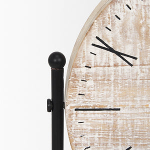 Mercana Raja Stylish Minimalist Table Clock with Natural Wood Face - Perfect Accent for Home or Office Decor 70692