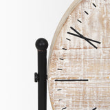 Raja Matte Black Metal with Wood Table Clock 70692 Mercana