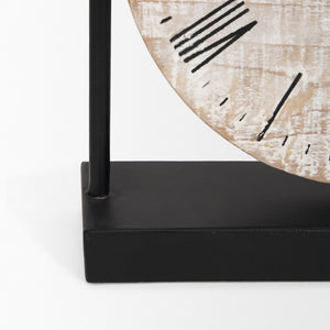 Mercana Raja Stylish Minimalist Table Clock with Natural Wood Face - Perfect Accent for Home or Office Decor 70692