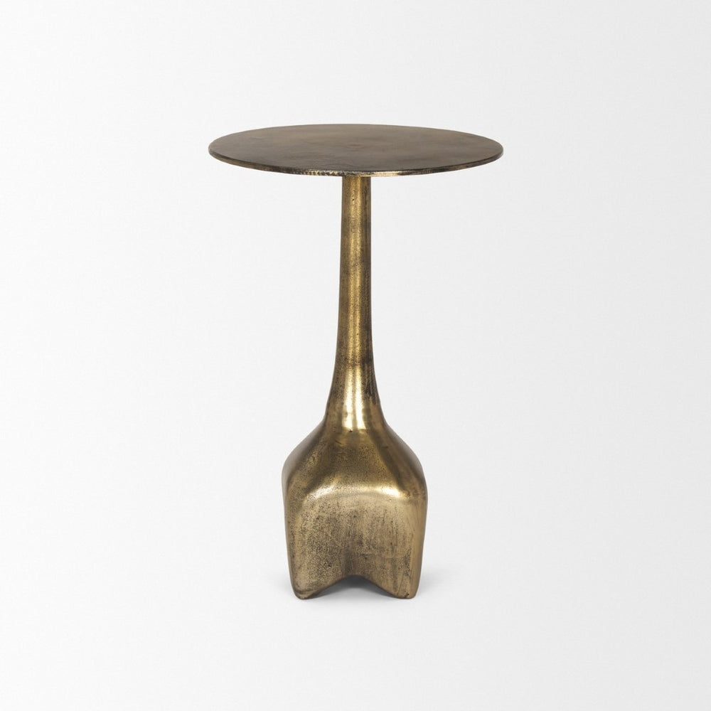 Mercana Risha Accent Table – Sculptural Antiqued Brass Design for Modern and Eclectic Home Décor Needs 70739