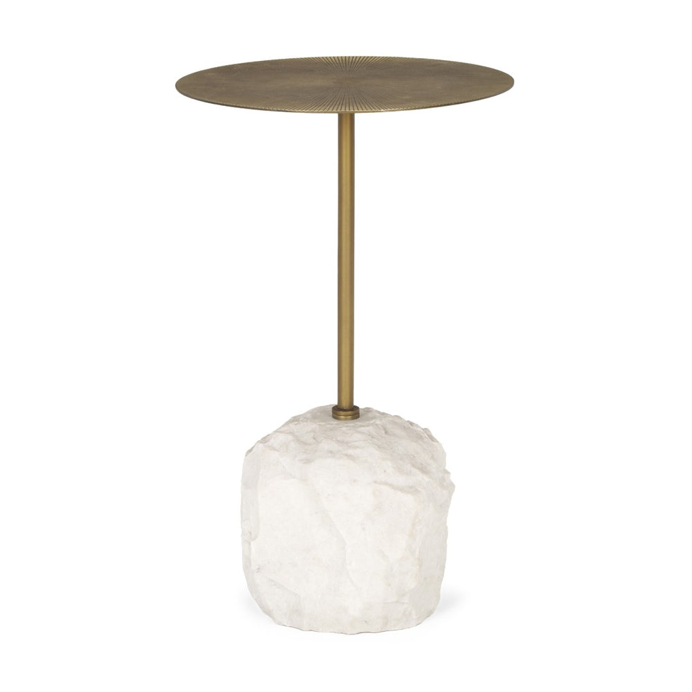 Mercana Rini Accent Table - Luxurious Metal and Stone Fusion for Modern Living Rooms, Entryways, or Bedrooms 70734-AB