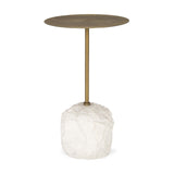 Rini Gold Metal and White Marble Accent Table 70734-AB Mercana