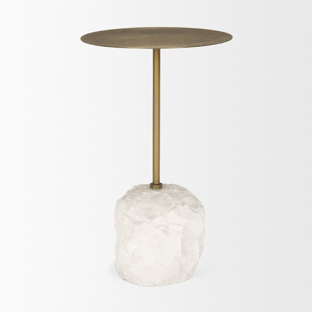 Mercana Rini Accent Table - Luxurious Metal and Stone Fusion for Modern Living Rooms, Entryways, or Bedrooms 70734-AB