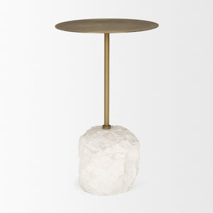 Mercana Rini Accent Table - Luxurious Metal and Stone Fusion for Modern Living Rooms, Entryways, or Bedrooms 70734-AB