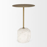 Rini Gold Metal and White Marble Accent Table 70734-AB Mercana