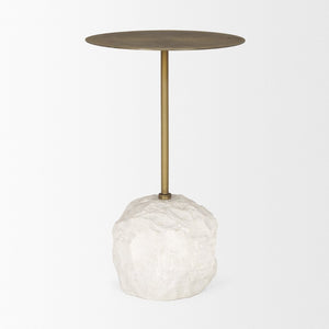 Mercana Rini Accent Table - Luxurious Metal and Stone Fusion for Modern Living Rooms, Entryways, or Bedrooms 70734-AB