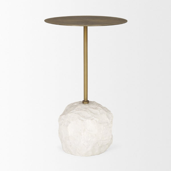 Mercana Rini Accent Table - Luxurious Metal and Stone Fusion for Modern Living Rooms, Entryways, or Bedrooms 70734-AB