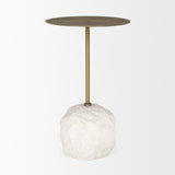 Rini Gold Metal and White Marble Accent Table 70734-AB Mercana