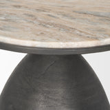 Russo Gunmetal Cast Aluminum with Brown Marble Accent Table 70742 Mercana