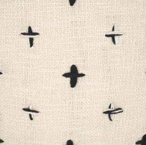 Mercana Saanvi Handwoven Pouf with Striking Black and Cream Cross Pattern for Stylish Home Décor 70759