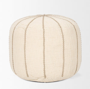 Mercana Sachi Handcrafted Textured Pouf with Stitched Taupe Design for Versatile Home Decor Solutions 70761
