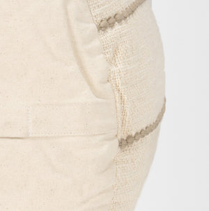 Mercana Sachi Handcrafted Textured Pouf with Stitched Taupe Design for Versatile Home Decor Solutions 70761