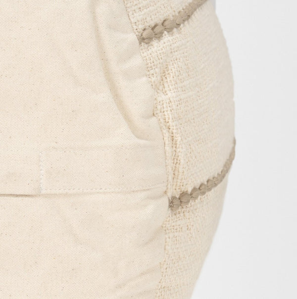 Mercana Sachi Handcrafted Textured Pouf with Stitched Taupe Design for Versatile Home Decor Solutions 70761