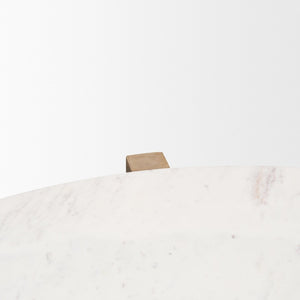 Mercana Bianca Round Marble Top Coffee Table - Elegant Banswara Design with Solid Wood Base for Living Spaces Light Brown | Marble 70647-AB