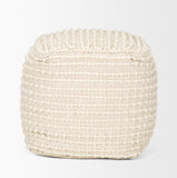 Sakaye Beige with Cream Stitched Patterned Pouf 70762 Mercana