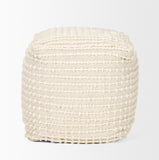 Sakaye Beige with Cream Stitched Patterned Pouf 70762 Mercana