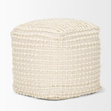 Sakaye Beige with Cream Stitched Patterned Pouf 70762 Mercana