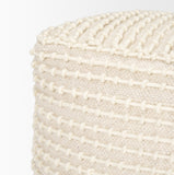 Sakaye Beige with Cream Stitched Patterned Pouf 70762 Mercana