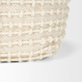 Sakaye Beige with Cream Stitched Patterned Pouf 70762 Mercana