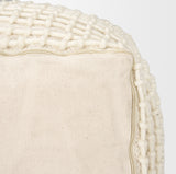 Sakaye Beige with Cream Stitched Patterned Pouf 70762 Mercana