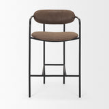 Parker Muted Brown Faux Leather with Black Metal Counter Stool 70780 Mercana