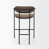 Parker Muted Brown Faux Leather with Black Metal Counter Stool 70780 Mercana