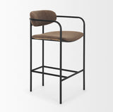 Parker Muted Brown Faux Leather with Black Metal Counter Stool 70780 Mercana