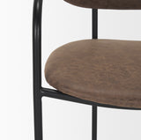 Parker Muted Brown Faux Leather with Black Metal Counter Stool 70780 Mercana