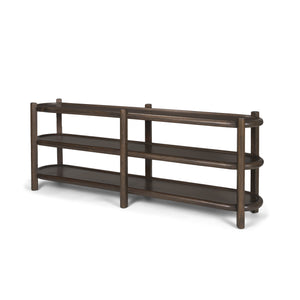 Romi Dark Brown Wood with 3 Shelves Oval Console Table 70640 Mercana