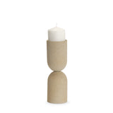 Qamra Medium Beige Textured Metal Pillar Candle Holder Candle Holder 70711 Mercana