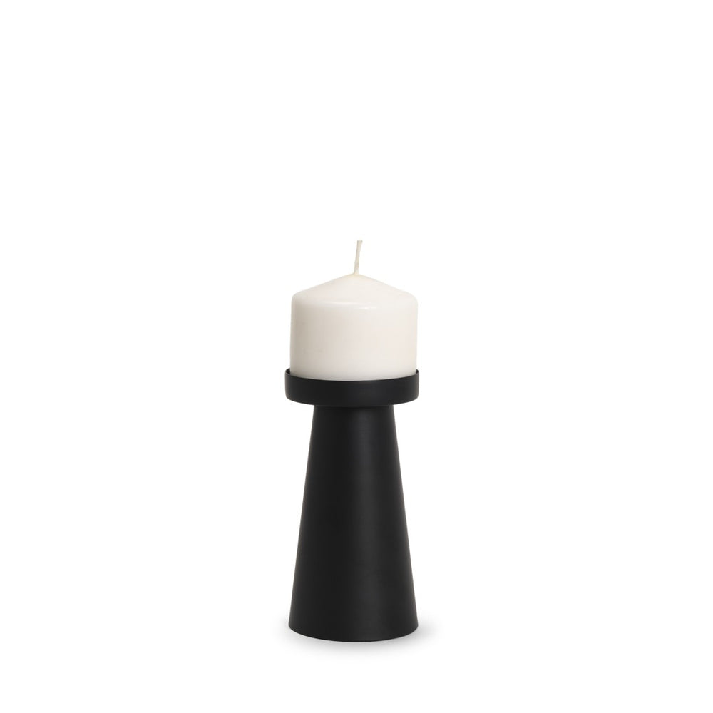 Mercana Quadir Modern Metal Candle Holder - Elegant Tapered Design for Home Décor and Centerpieces Matte Black | Short 70713