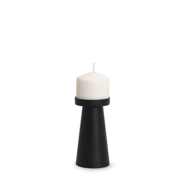 Mercana Quadir Modern Metal Candle Holder - Elegant Tapered Design for Home Décor and Centerpieces Matte Black | Short 70713
