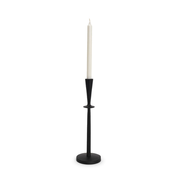 Mercana Qwin Elegant Cast Aluminum Candle Holder for Timeless Centerpieces and Modern Decor Enhancements Matte Black | Tall 70718