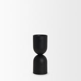 Qamra Short Black Metal Pillar Candle Holder 70707 Mercana