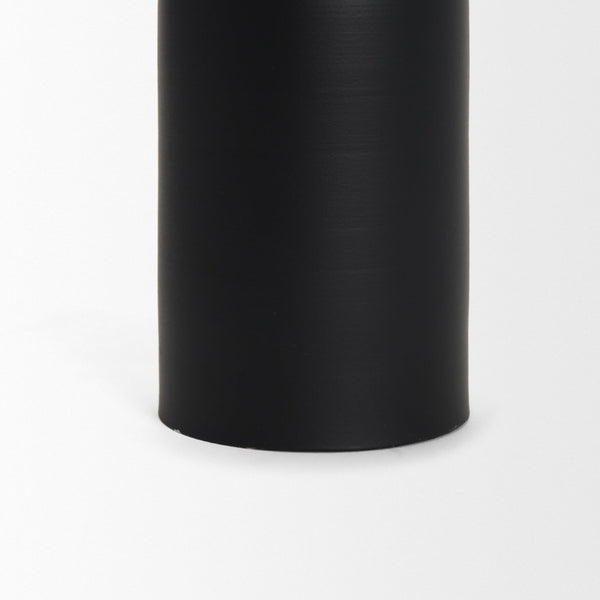 Mercana Qamra Short Black Metal Pillar Candle Holder - Modern Minimalist Decor for Tabletop & Mantel Display Matte Black | Short 70707