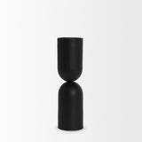 Qamra Tall Black Metal Pillar Candle Holder 70709 Mercana