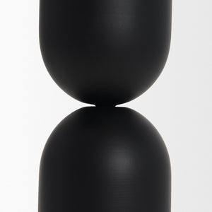 Mercana Qamra Short Black Metal Pillar Candle Holder - Modern Minimalist Decor for Tabletop & Mantel Display Matte Black | Tall 70709