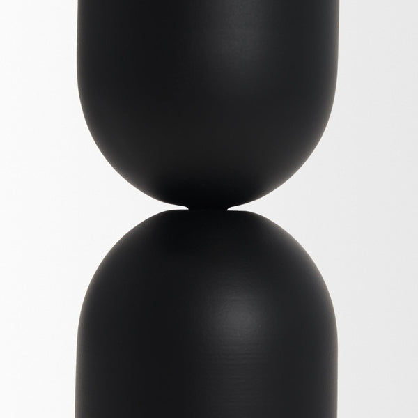 Mercana Qamra Short Black Metal Pillar Candle Holder - Modern Minimalist Decor for Tabletop & Mantel Display Matte Black | Tall 70709
