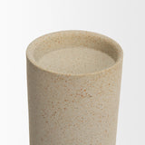 Qamra Short Beige Textured Metal Pillar Candle Holder 70710 Mercana