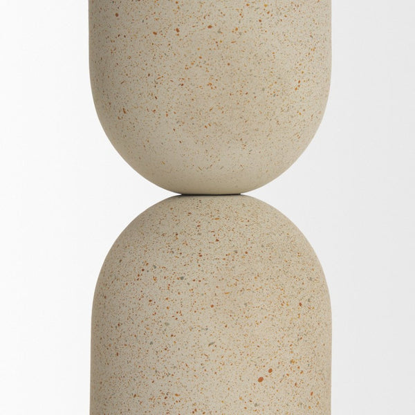 Mercana Qamra Textured Metal Pillar Candle Holder - Elevate Your Home Décor with Organic Sophistication Beige | Medium 70711