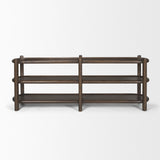 Romi Dark Brown Wood with 3 Shelves Oval Console Table 70640 Mercana