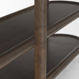 Romi Dark Brown Wood with 3 Shelves Oval Console Table 70640 Mercana