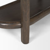 Romi Dark Brown Wood with 3 Shelves Oval Console Table 70640 Mercana